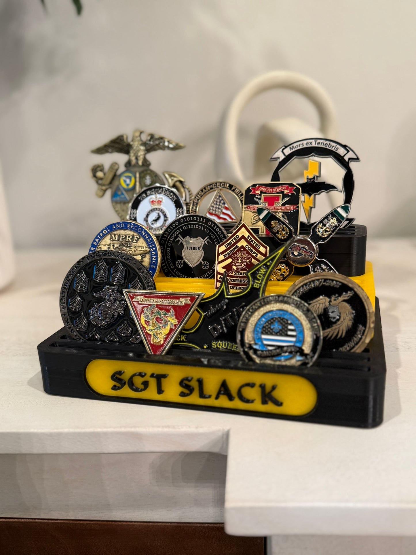 Personalized 3-Tier Challenge Coin Display