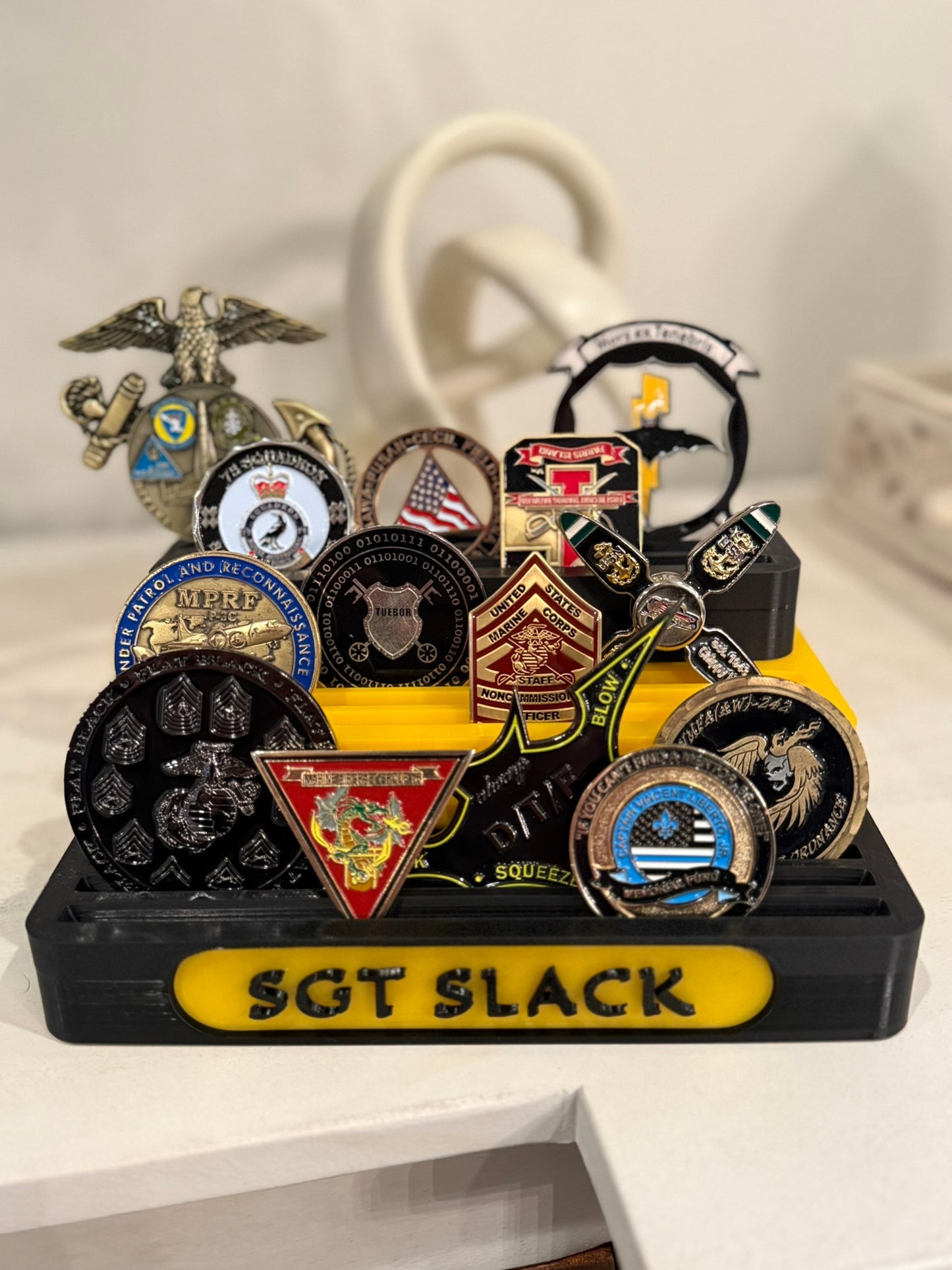 Personalized 3-Tier Challenge Coin Display