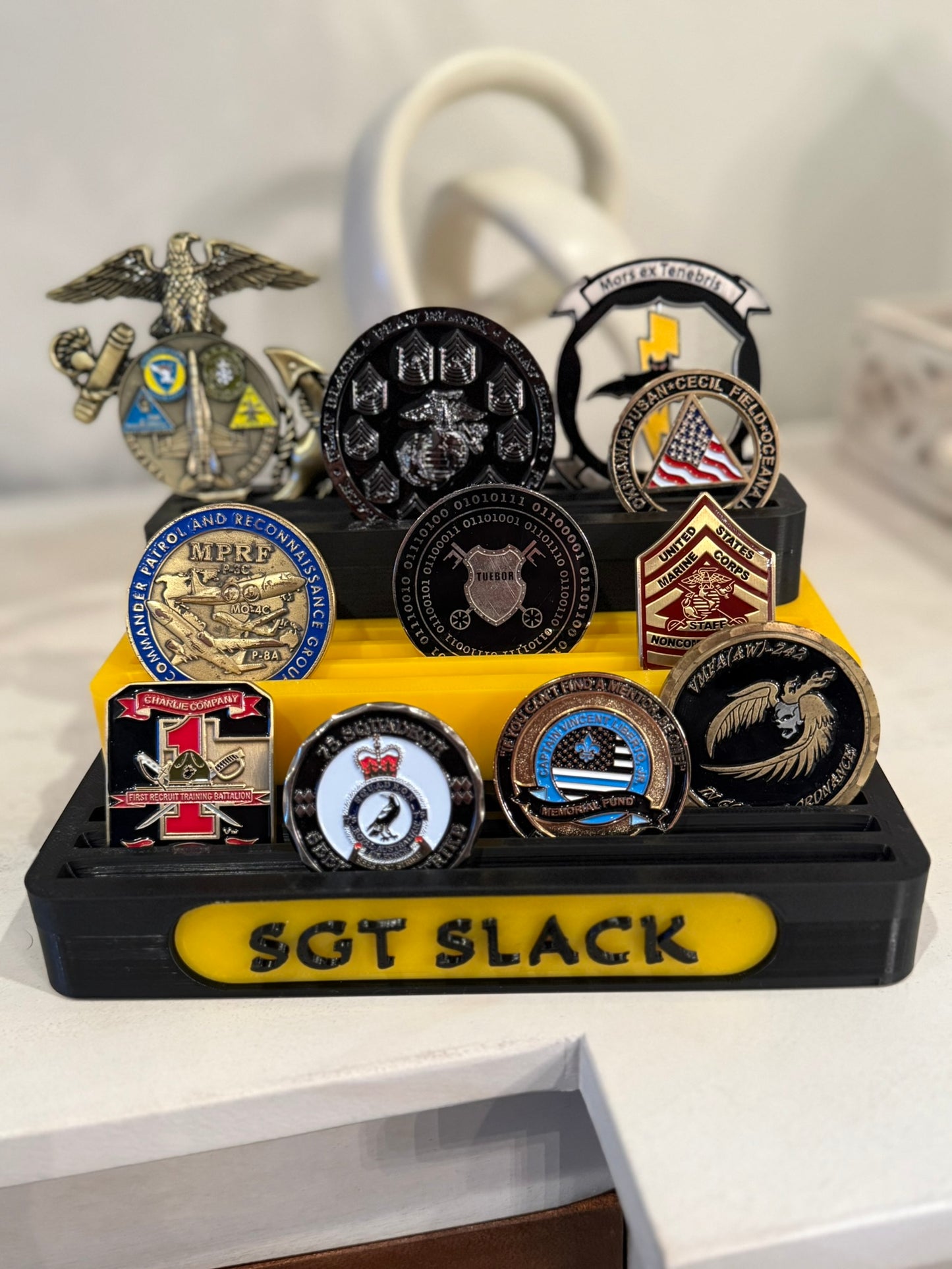 Personalized 3-Tier Challenge Coin Display