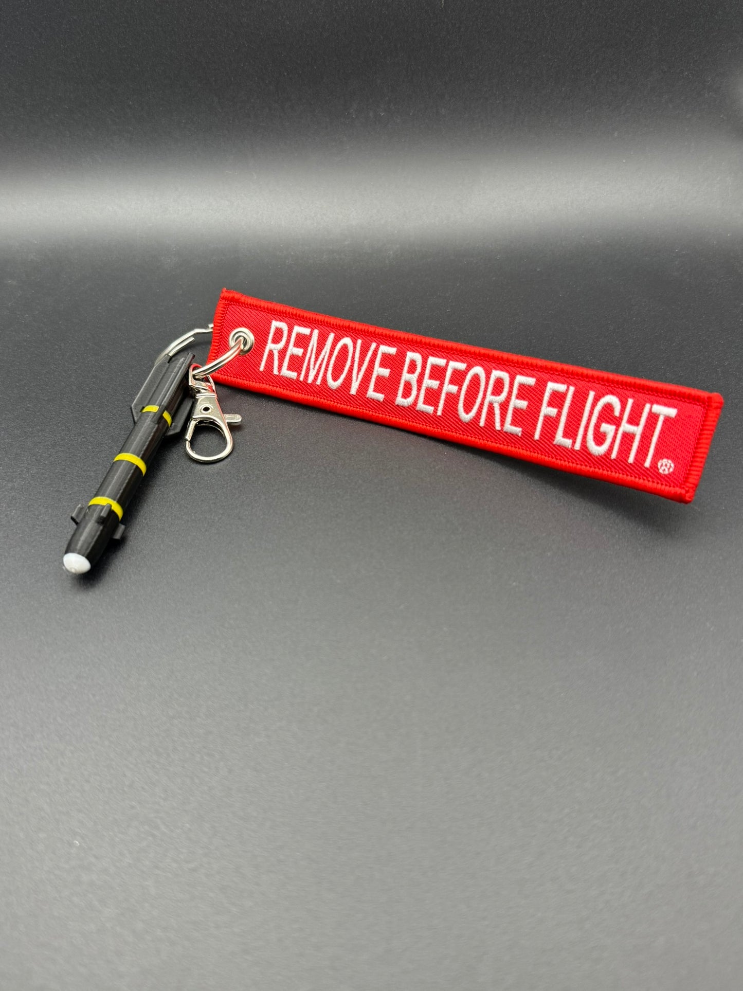 Hellfire Missile Keychain with Remove Before Flight Tag