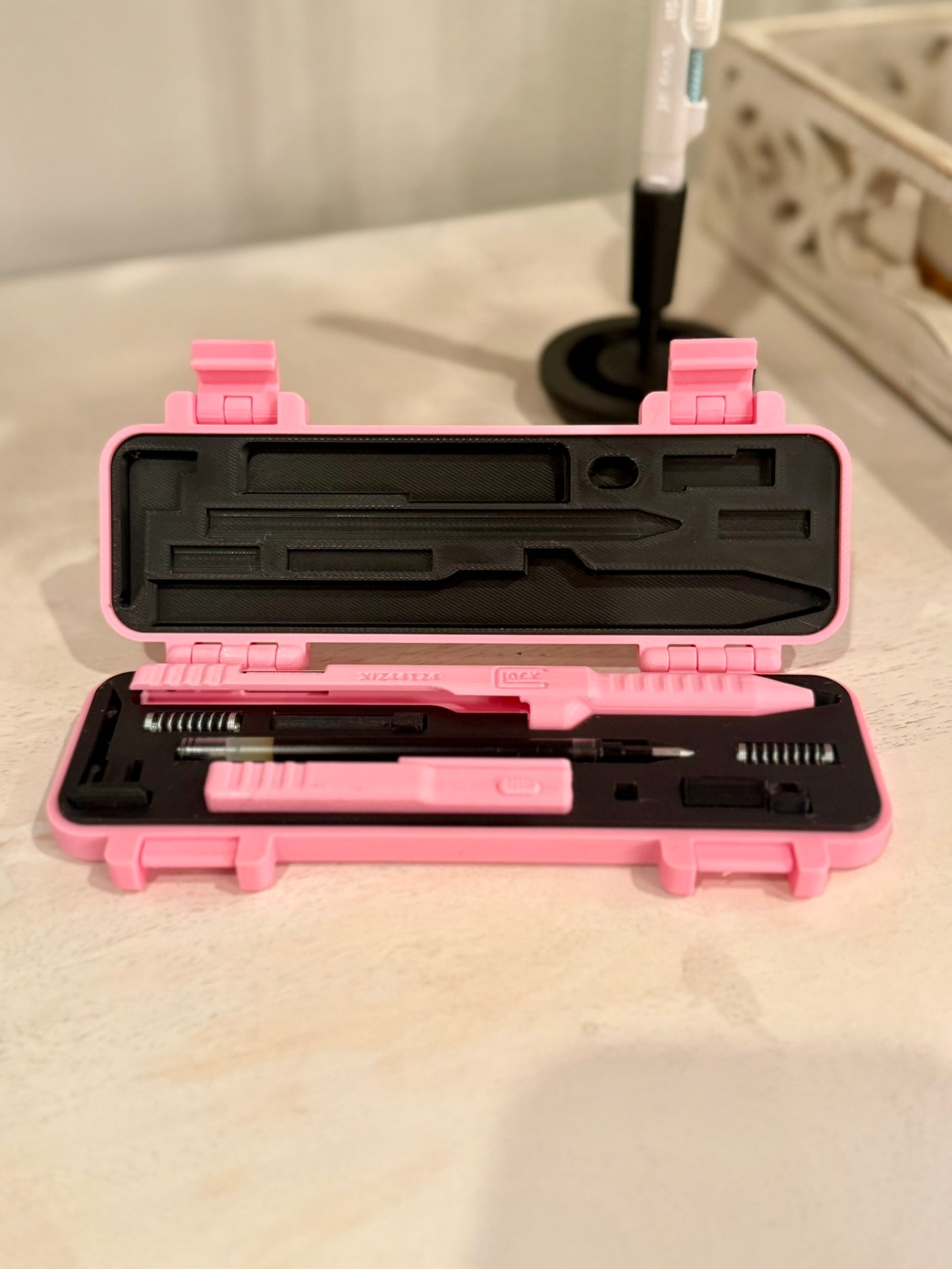 3D Printed Slide Pen with Custom Case, Personalized Action Pen, Pilot G2 Compatible Refill