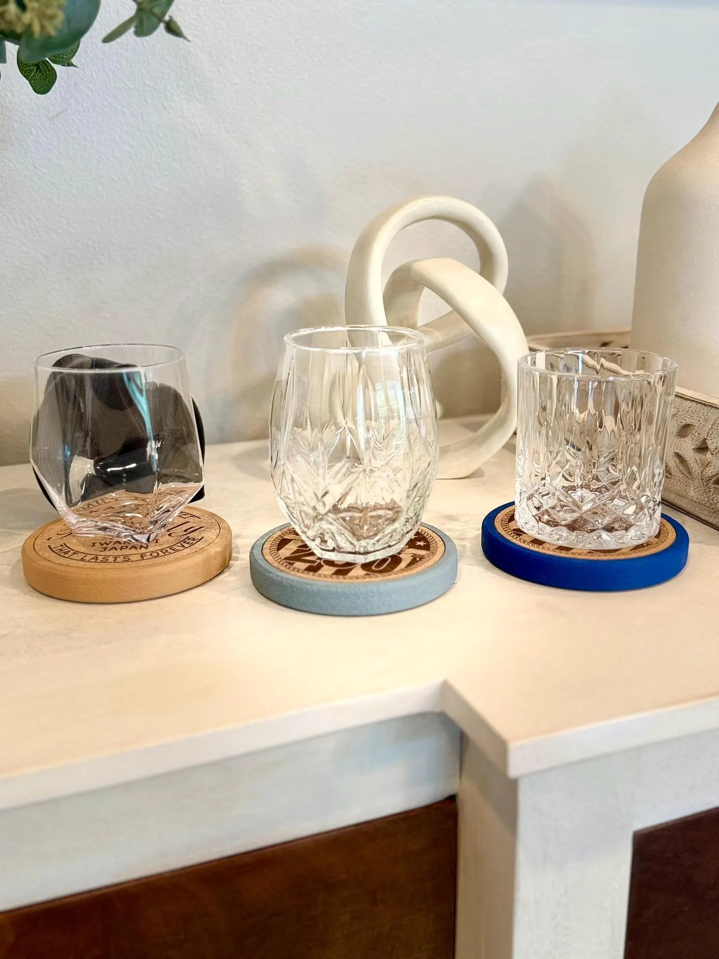 Custom Engraved Coaster Set with Holder